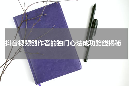  抖音视频创作者的独门心法成功路线揭秘